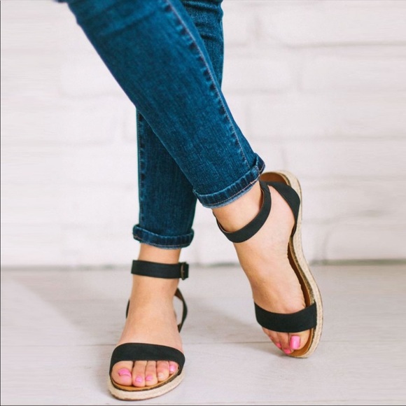 Black Ankle strap espadrille FLASH SALE - Picture 3 of 4